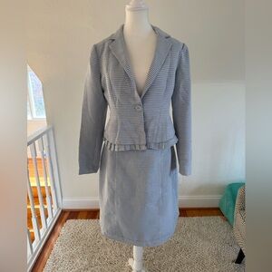 Nanette Lepore Vintage Light Blue Houndstooth Blazer & Skirt Set